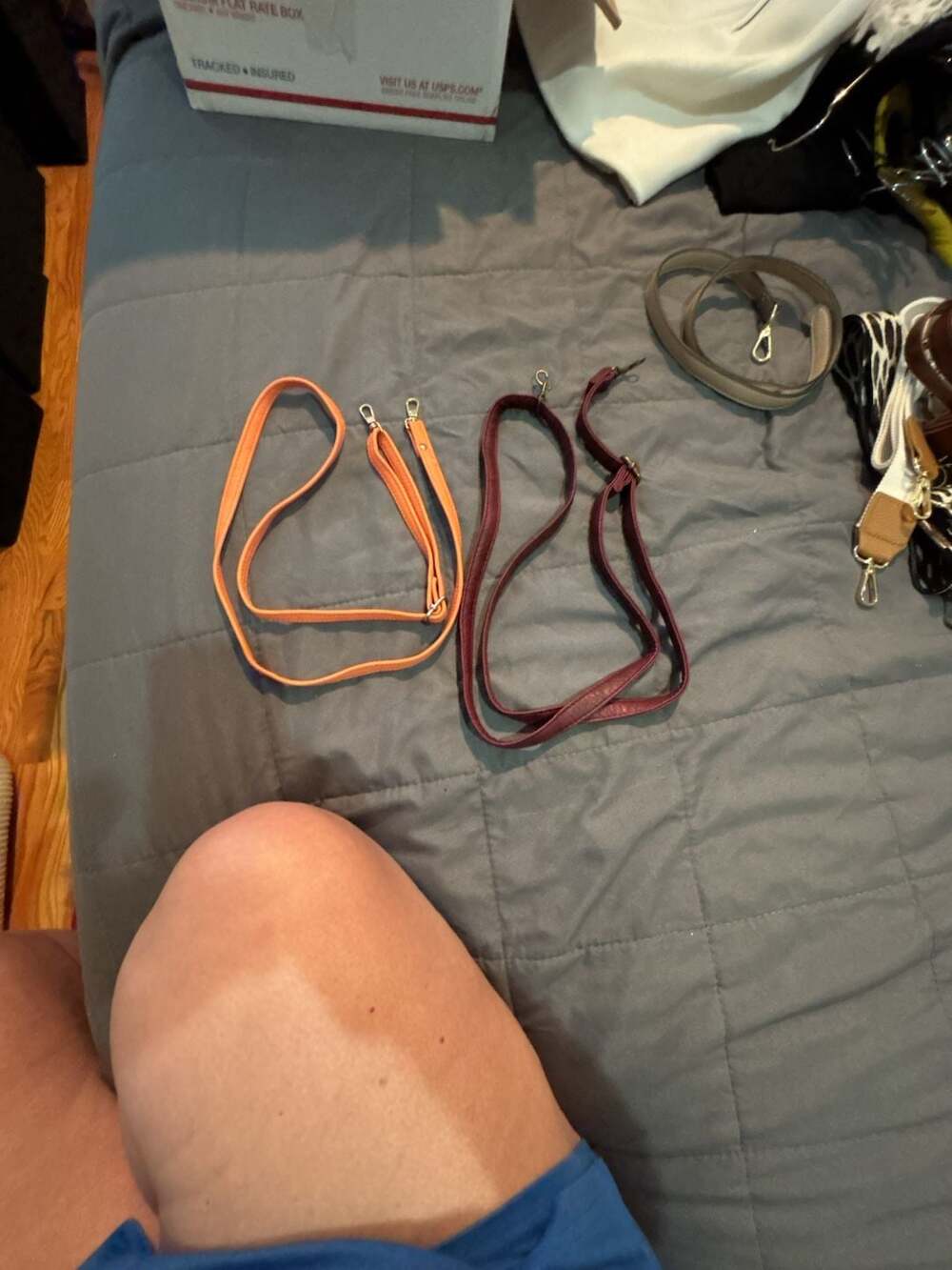 Replacement Adjustable Faux Leather Crossbody m Straps Peach and Maroon Lot of 2